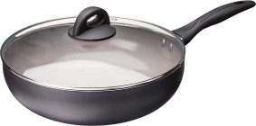 Melhores Panelas Antiaderentes, Wok com Tampa Ceramic Life Smart Plus, 28 cm, Preto, Brinox